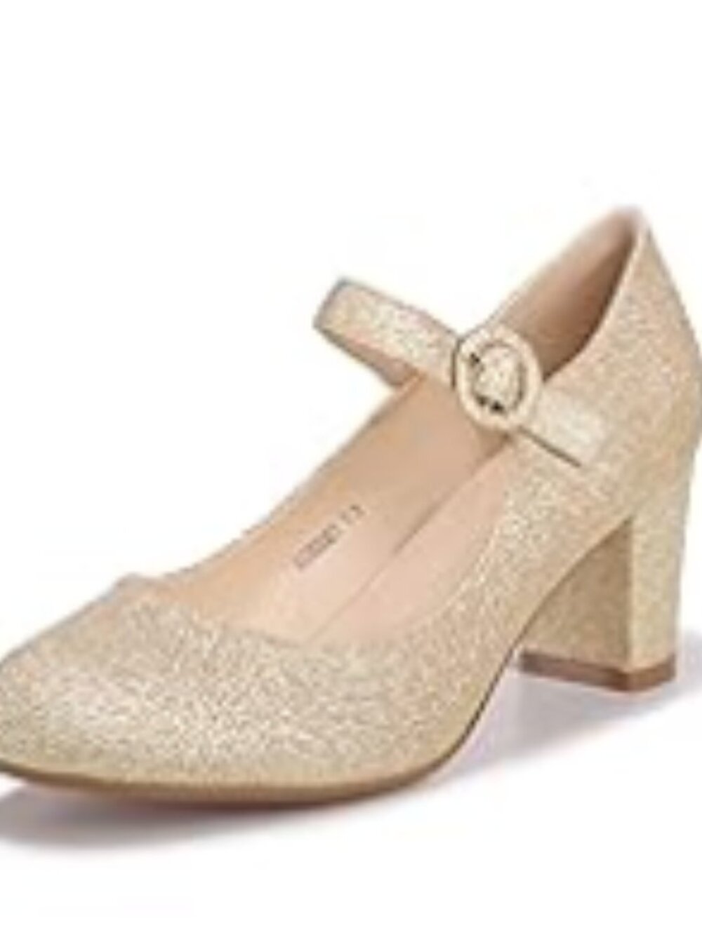 Gold Glitter Mary Jane Platform Clunky Chunky Block Heel shoes Size 7.5US NEW